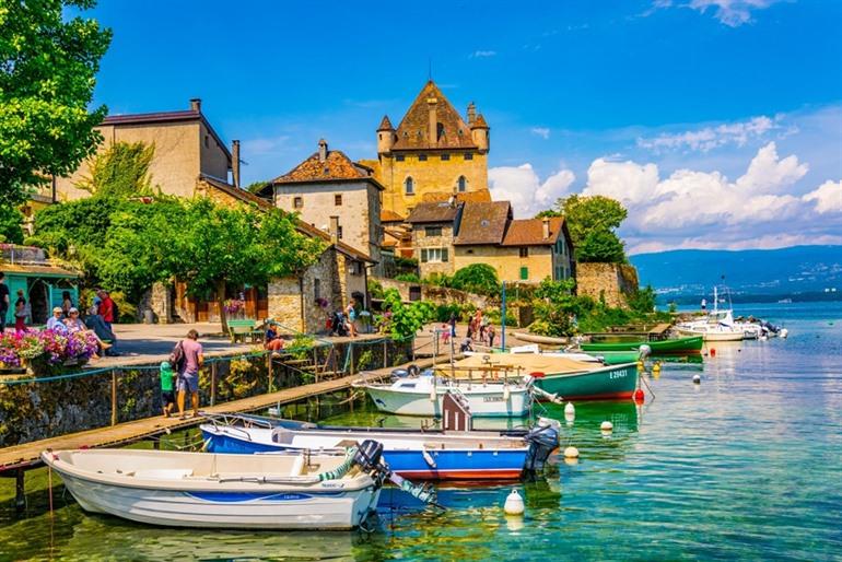 Yvoire bezoeken aan het meer van Genève, Franse Alpen