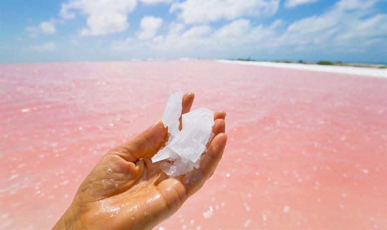 Zoutkristallen bij de zoutpannen van Bonaire